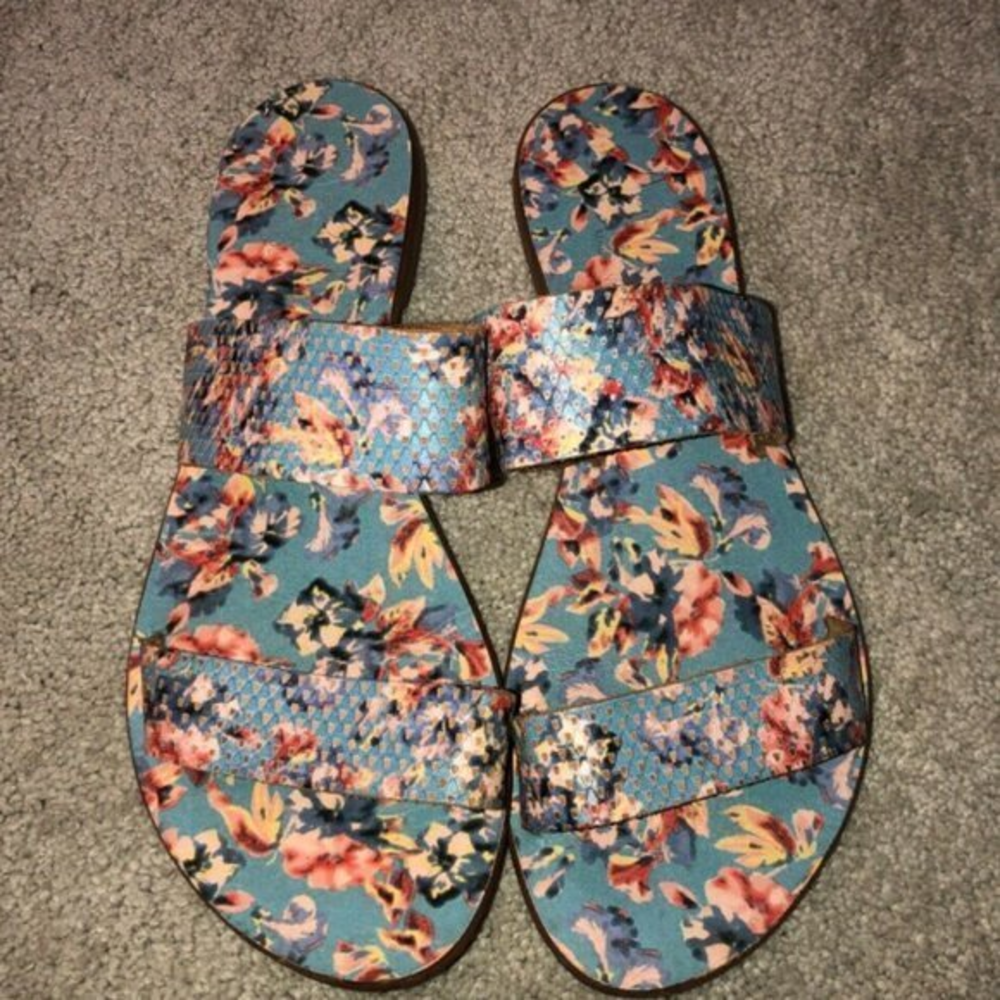 Joie a la Plage Women's US Size 6 EUR 36 Sandals Slides‎ Floral Leather